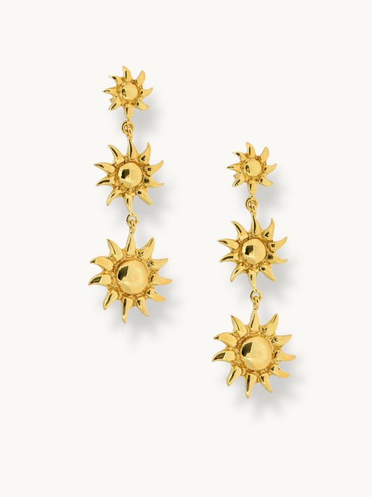18k Gold Vermeil Plated Sun Cascade Earrings
