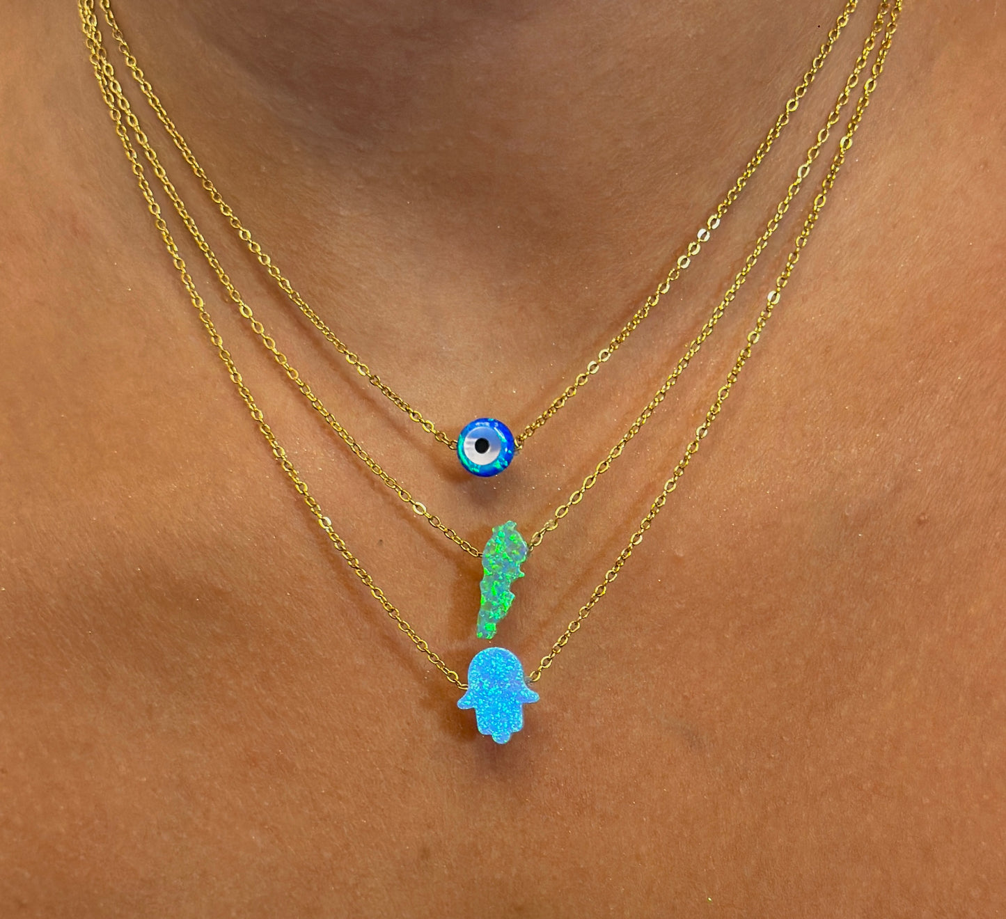 Hamsa Opal Necklace