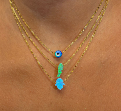 Hamsa Opal Necklace