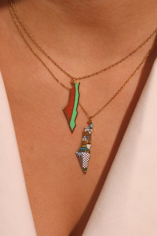 Palestine Map Necklace