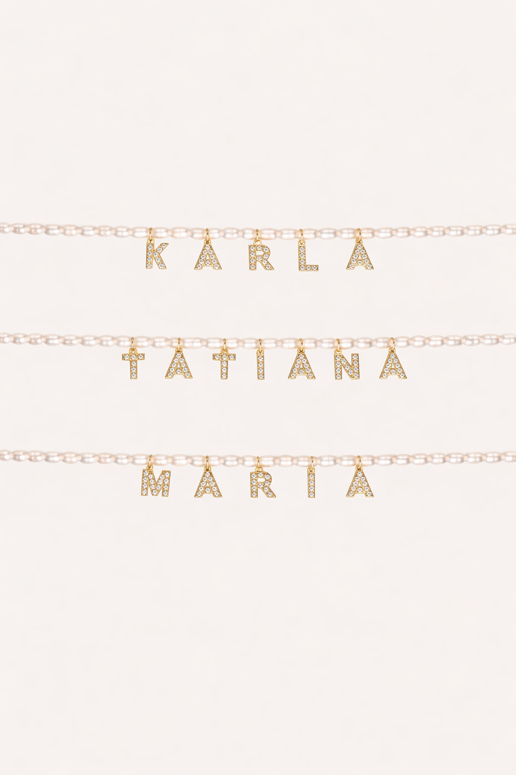 PAVÉ FRESH PEARL NAME NECKLACE